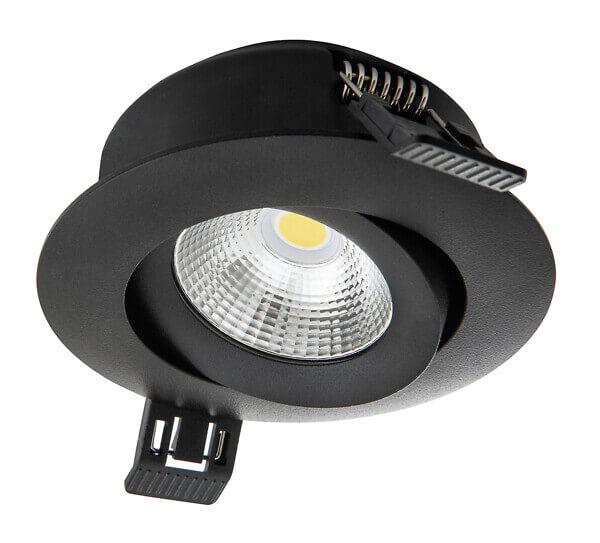 Alasvalo Airam Compact Tilt, 5W, 400lm, IP44, himmennettävä, Ø80*39mm, musta - Outoled