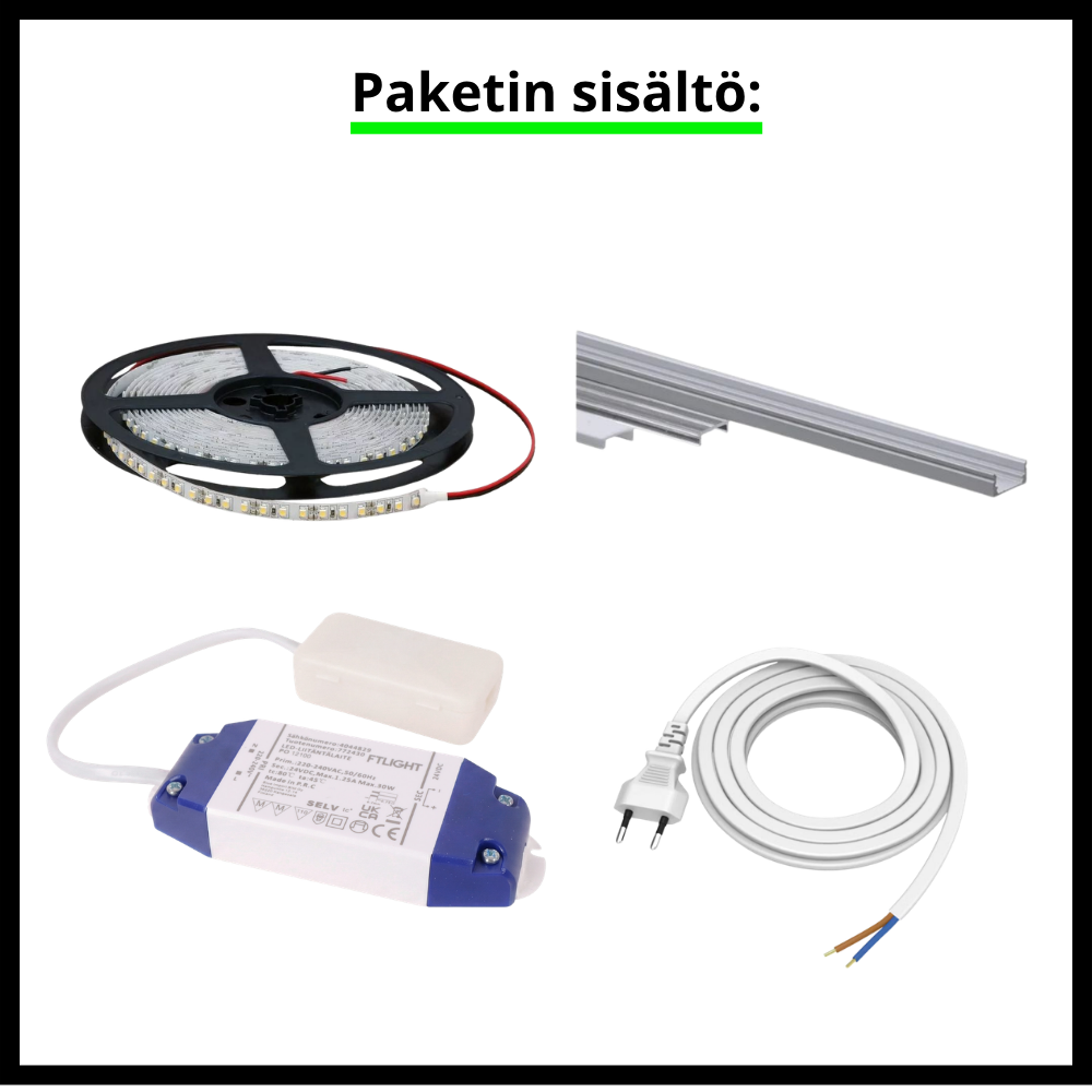 Led-nauhasetti, 2m, 9,6W/m, 24V