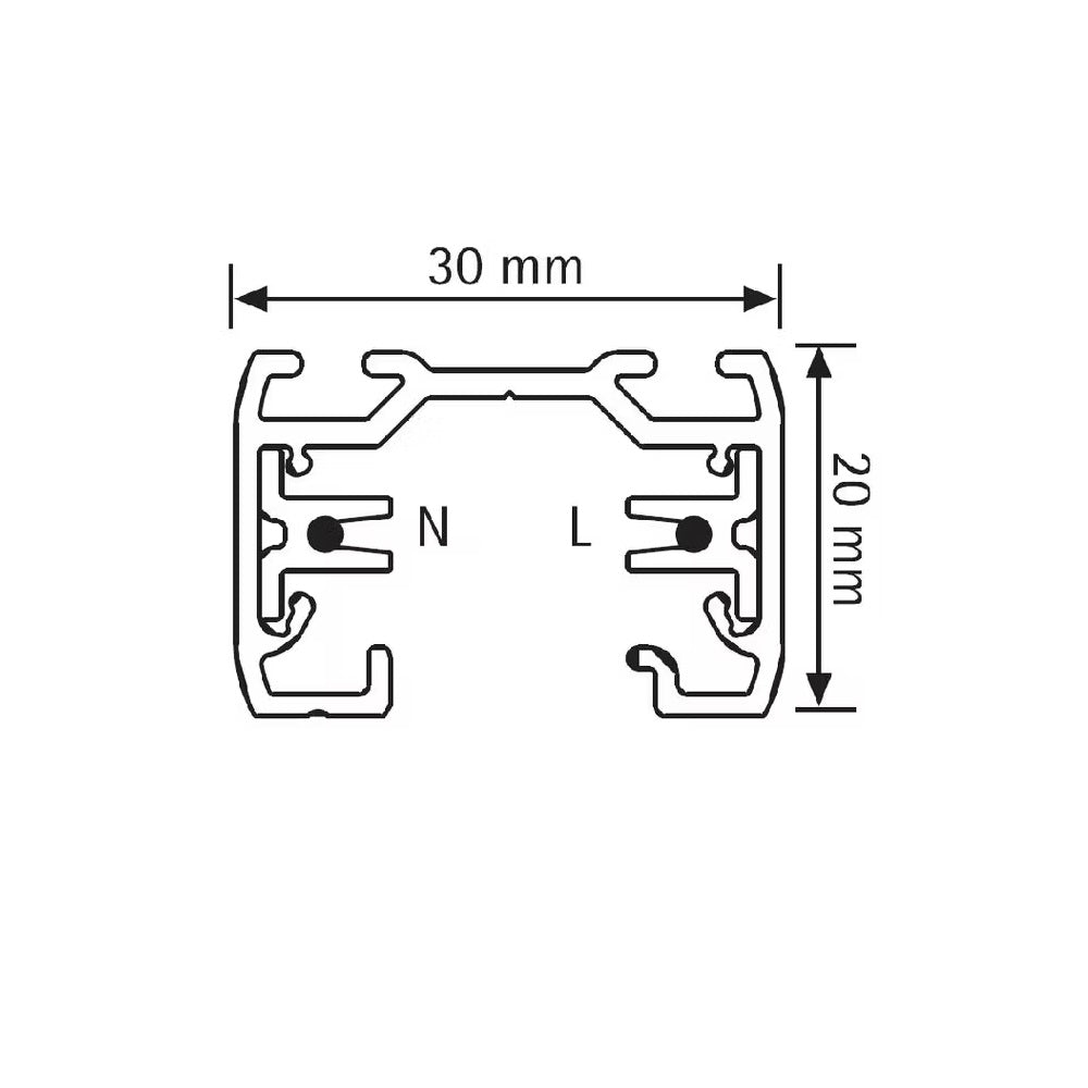 Kosketinkisko Global Trac Base, 2m, 1-vaiheinen, pinta-asennus, musta