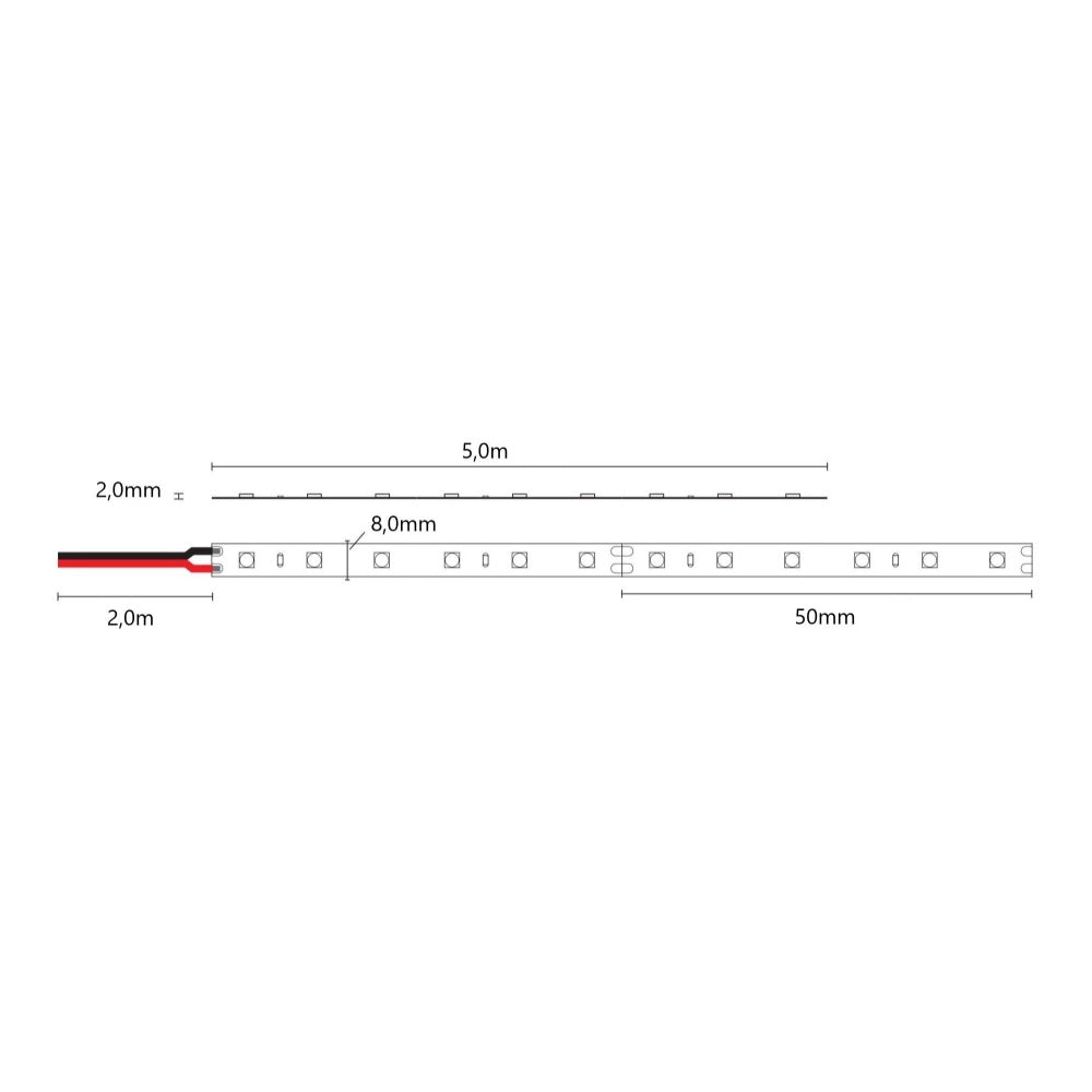 Led-nauha Arten Base 24V, 5m, 9,6W/m, IP20