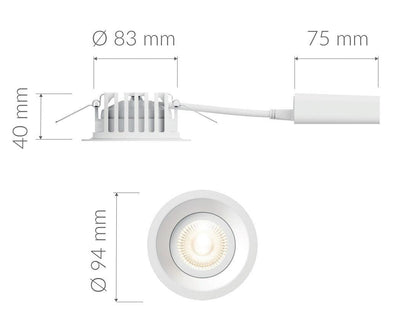 Alasvalo Plejd DWN-01, 8W, IP44, 2200-4000K,  Ø94*40mm, valkoinen, 6-pack