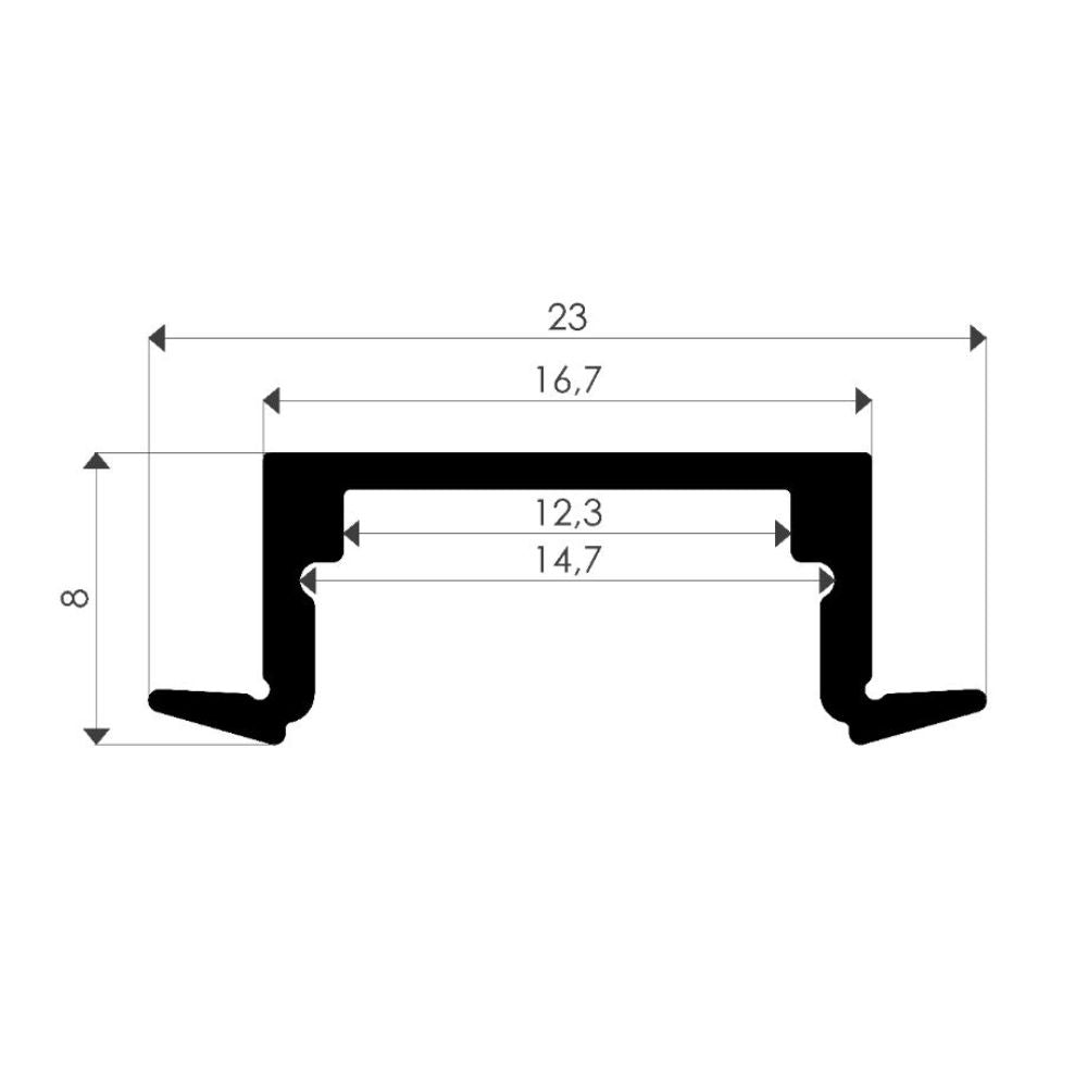Alumiiniprofiili led-nauhalle FTLIGHT uppo 2m, alumiini