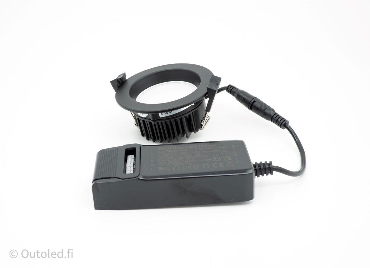 Alasvalo Jupeled Nova 7W, IP44, himmennettävä, Ø85*38mm, musta - Outoled