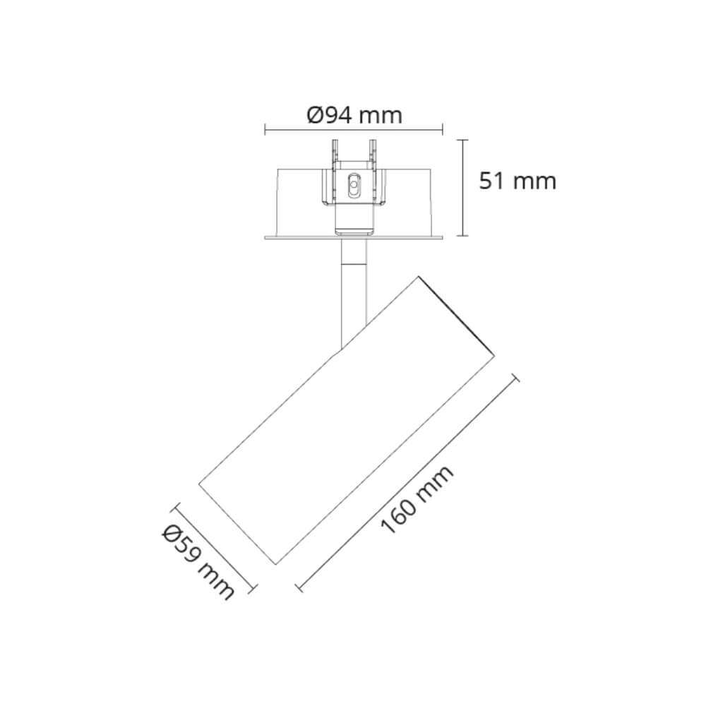 Kohdevalaisin SG Tube Mini R, 14W, 900lm, 3000K, musta
