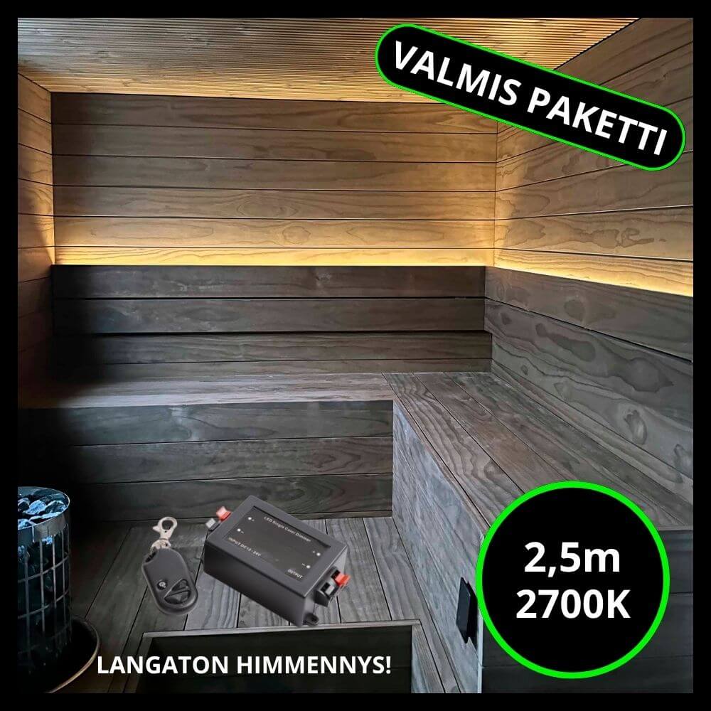 Led-nauha-valmis paketti saunaan