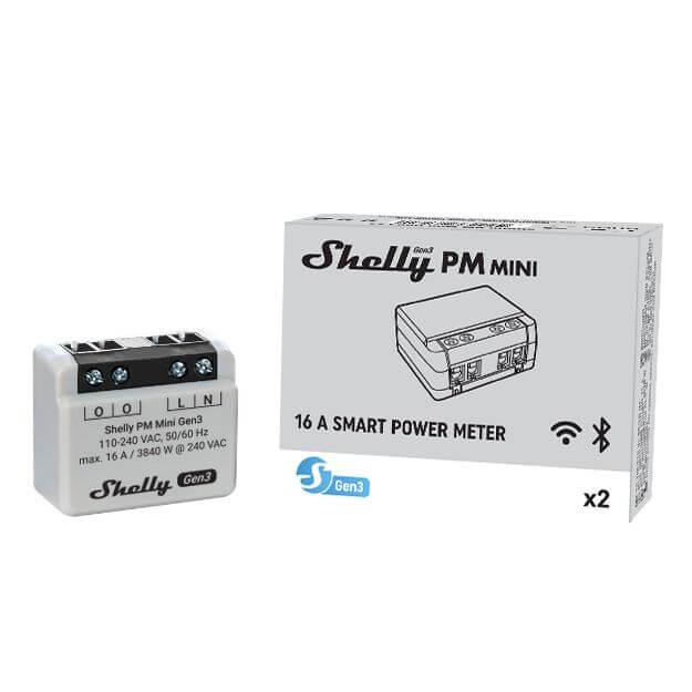 Shelly PM Mini Gen3 ohjelmoitava 1x16A energiamittari