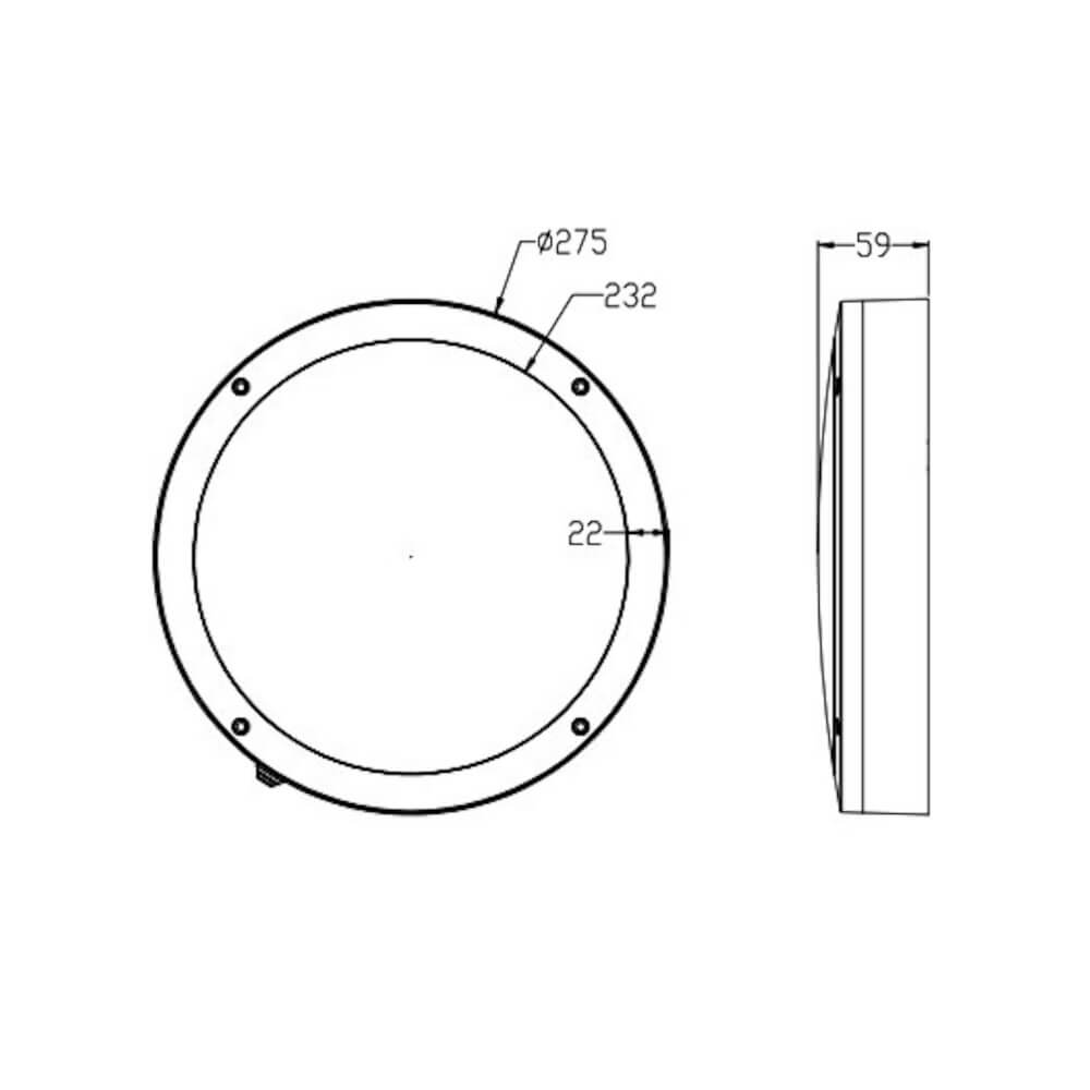 Seinä/kattovalaisin Onnline Onnwall 275mm, 9-23W, IP65, musta