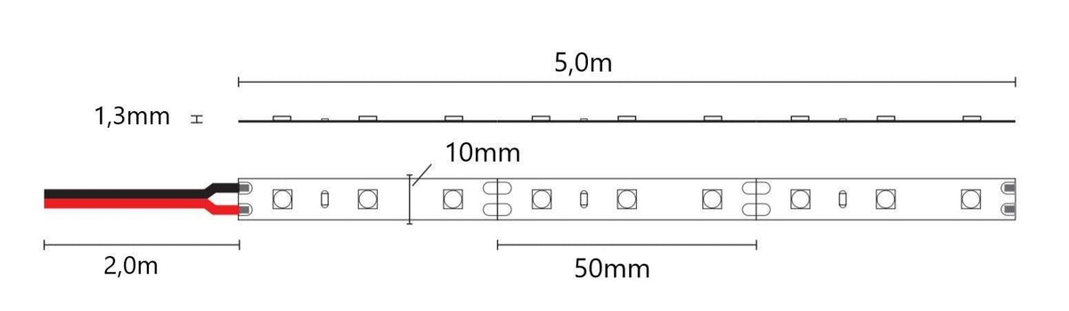 Led-nauha Jupeled 12V, 2,5m, 14,4W/m, IP20