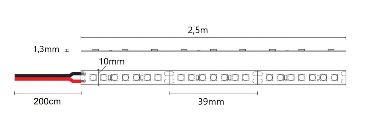 Led-nauha Jupeled 24V, 2,5m, 19W/m, IP20